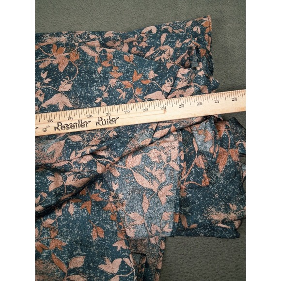 NWT Green & Copper Wrap Midi Maxi Dress ‎ Medium Puff Sleeve Boho Hi Low Floral - Picture 12 of 13